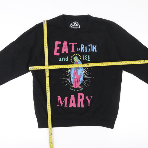 Batch1 Unisex Adults Black Small Pullover Sweatshirt Graphic Print Funny