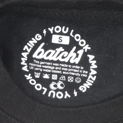 Batch1 Unisex Adults Black Small Pullover Sweatshirt Graphic Print Funny