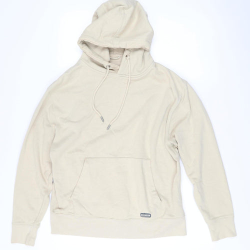 Pull&Bear Men’s Beige Pullover Hoodie S Comfort Fit Long Sleeve