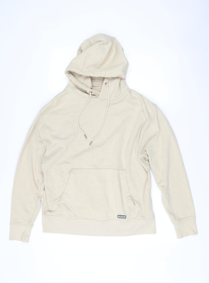 Pull&Bear Men’s Beige Pullover Hoodie S Comfort Fit Long Sleeve
