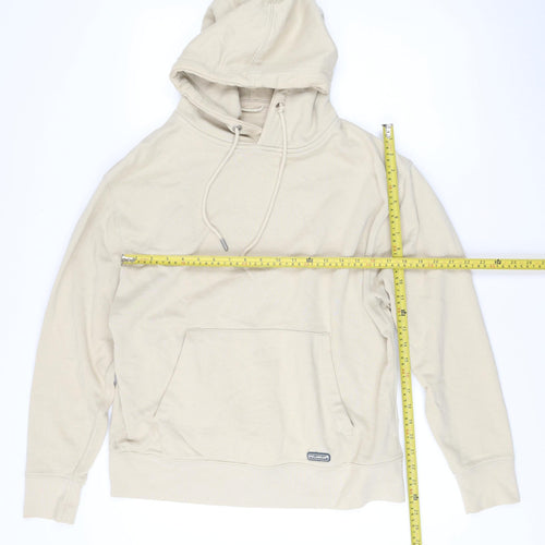 Pull&Bear Men’s Beige Pullover Hoodie S Comfort Fit Long Sleeve