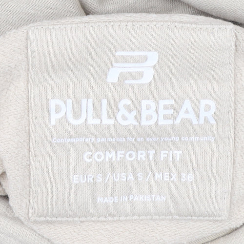 Pull&Bear Men’s Beige Pullover Hoodie S Comfort Fit Long Sleeve