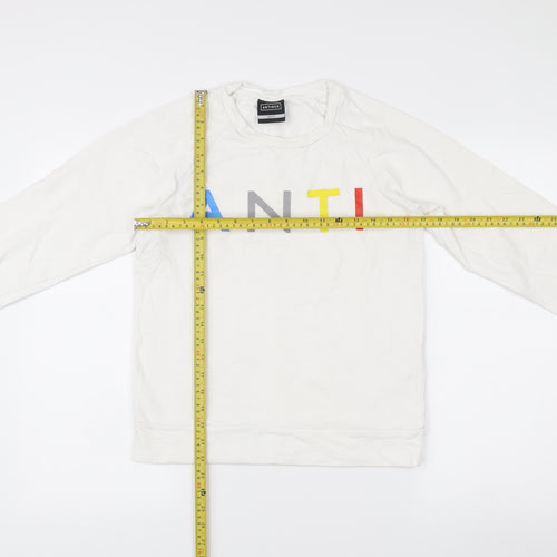 Antioch Unisex White Pullover Sweatshirt Small Graphic Logo Cotton
