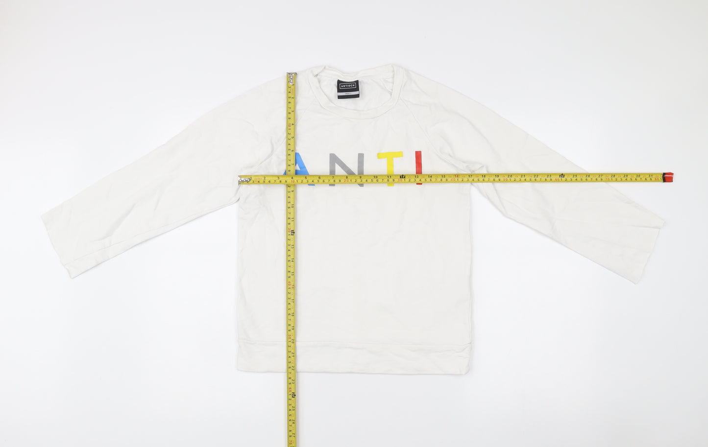Antioch Unisex White Pullover Sweatshirt Small Graphic Logo Cotton