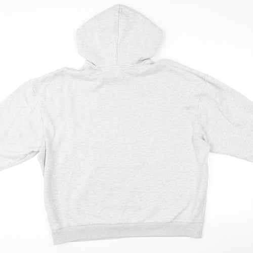 Crooked Tongues Mens Grey Pullover Hoodie L Logo Print Casual