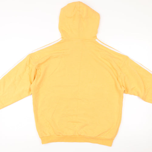 Adidas Womens Yellow Pullover Hoodie UK 10 Small Cotton Blend