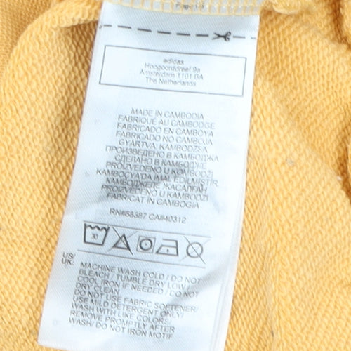 Adidas Womens Yellow Pullover Hoodie UK 10 Small Cotton Blend