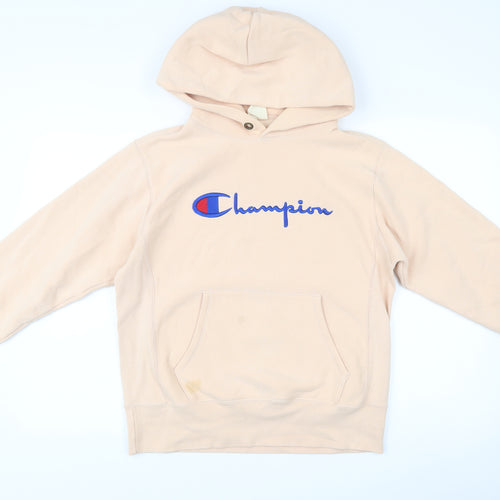 Champion Womens Beige Small Pullover Hoodie Embroidered Logo
