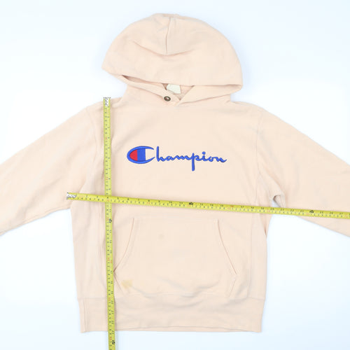 Champion Womens Beige Small Pullover Hoodie Embroidered Logo