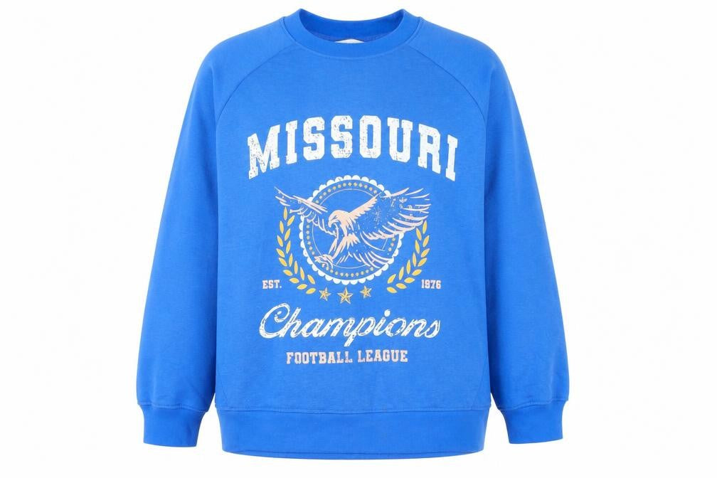 Primark Women’s Blue Missouri Graphic Sweatshirt L Raglan