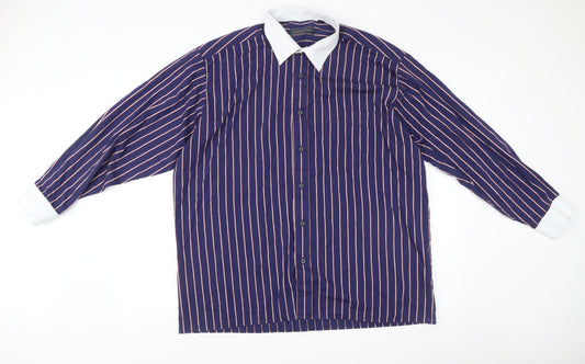 Peter England Men's Blue Striped Dress Shirt 17.5/44cm Long Sleeve Formal
