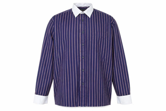 Peter England Men's Blue Striped Dress Shirt 17.5/44cm Long Sleeve Formal