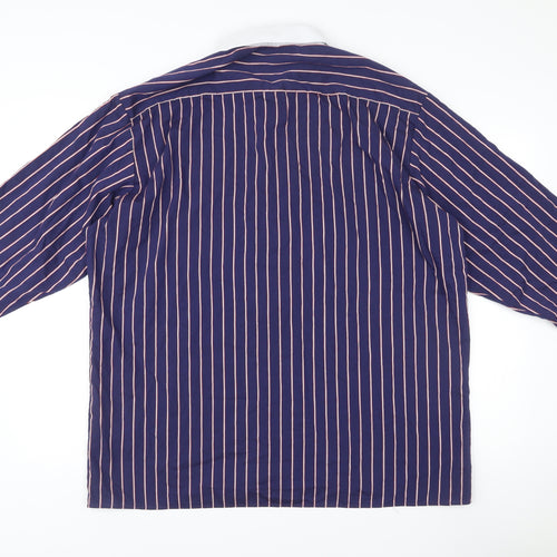 Peter England Men's Blue Striped Dress Shirt 17.5/44cm Long Sleeve Formal