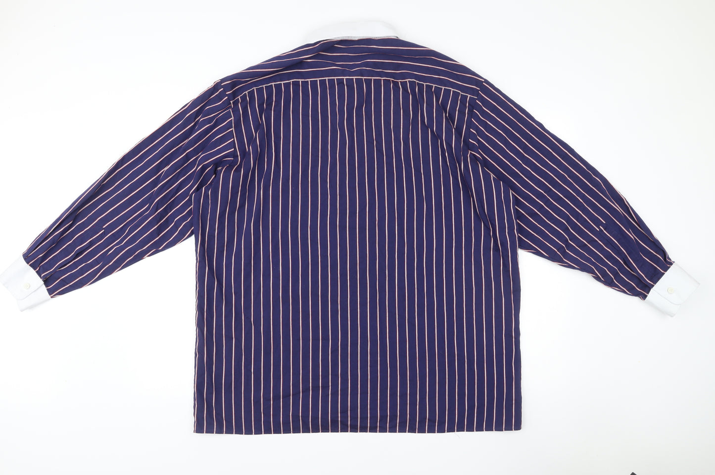 Peter England Men's Blue Striped Dress Shirt 17.5/44cm Long Sleeve Formal
