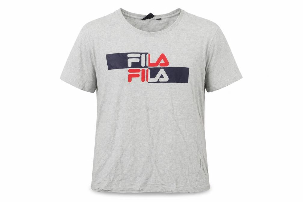 Fila Men's Grey Logo Graphic Print Cotton T-Shirt Size L