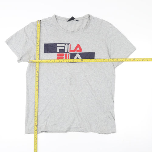 Fila Men's Grey Logo Graphic Print Cotton T-Shirt Size L