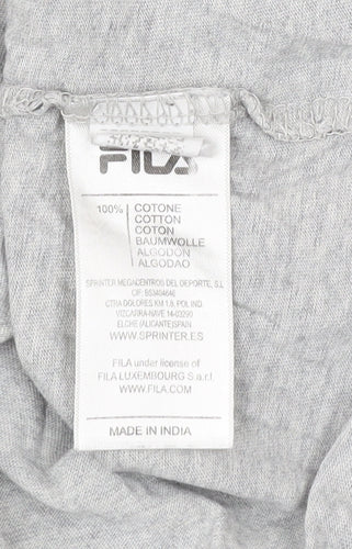 Fila Men's Grey Logo Graphic Print Cotton T-Shirt Size L