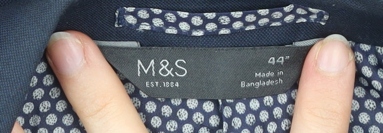 Marks and Spencer Mens Blue 44in Blazer Jacket 2XL Regular Fit