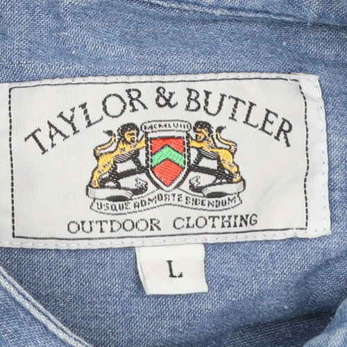 Taylor & Butler Men’s Blue Cotton Denim Long Sleeve Shirt L