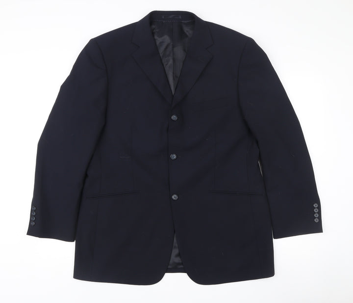 Charlton Gray Men's Blue 42 Blazer Jacket Single Breasted Wool Blend