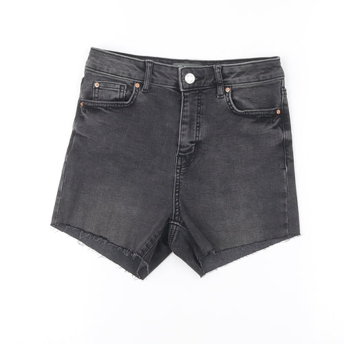 Primark Women Black Denim Cut-Off Shorts Size 8 High Rise