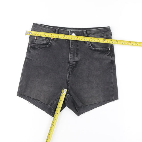 Primark Women Black Denim Cut-Off Shorts Size 8 High Rise
