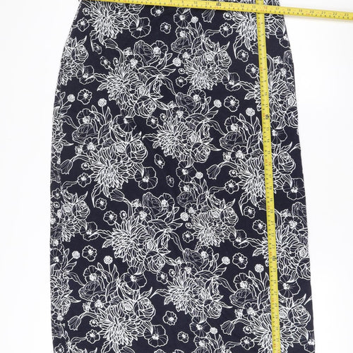 Bonmarché Women’s Blue Floral Stretch Pencil Skirt Size 16
