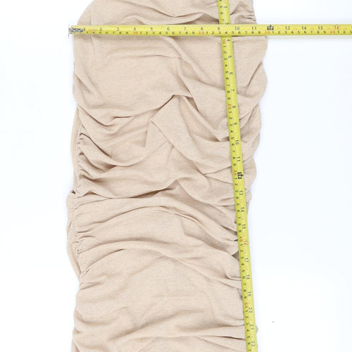 PrettyLittleThing Womens Beige Ruched Bodycon Midi Dress UK 10