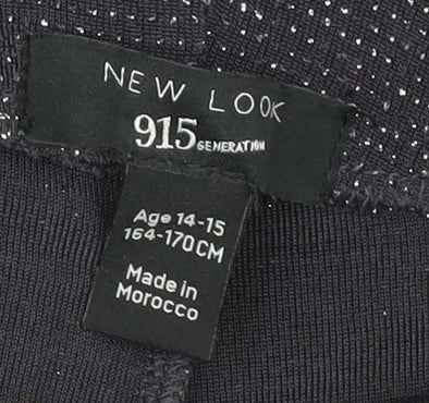 New Look Girls Black Glitter Slim Fit Jeggings Age 14-15 Years Party Trousers