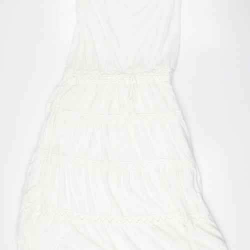 Next Women’s White Strapless Knee Length Summer Dress Size 14