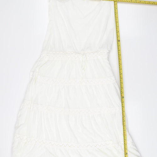 Next Women’s White Strapless Knee Length Summer Dress Size 14