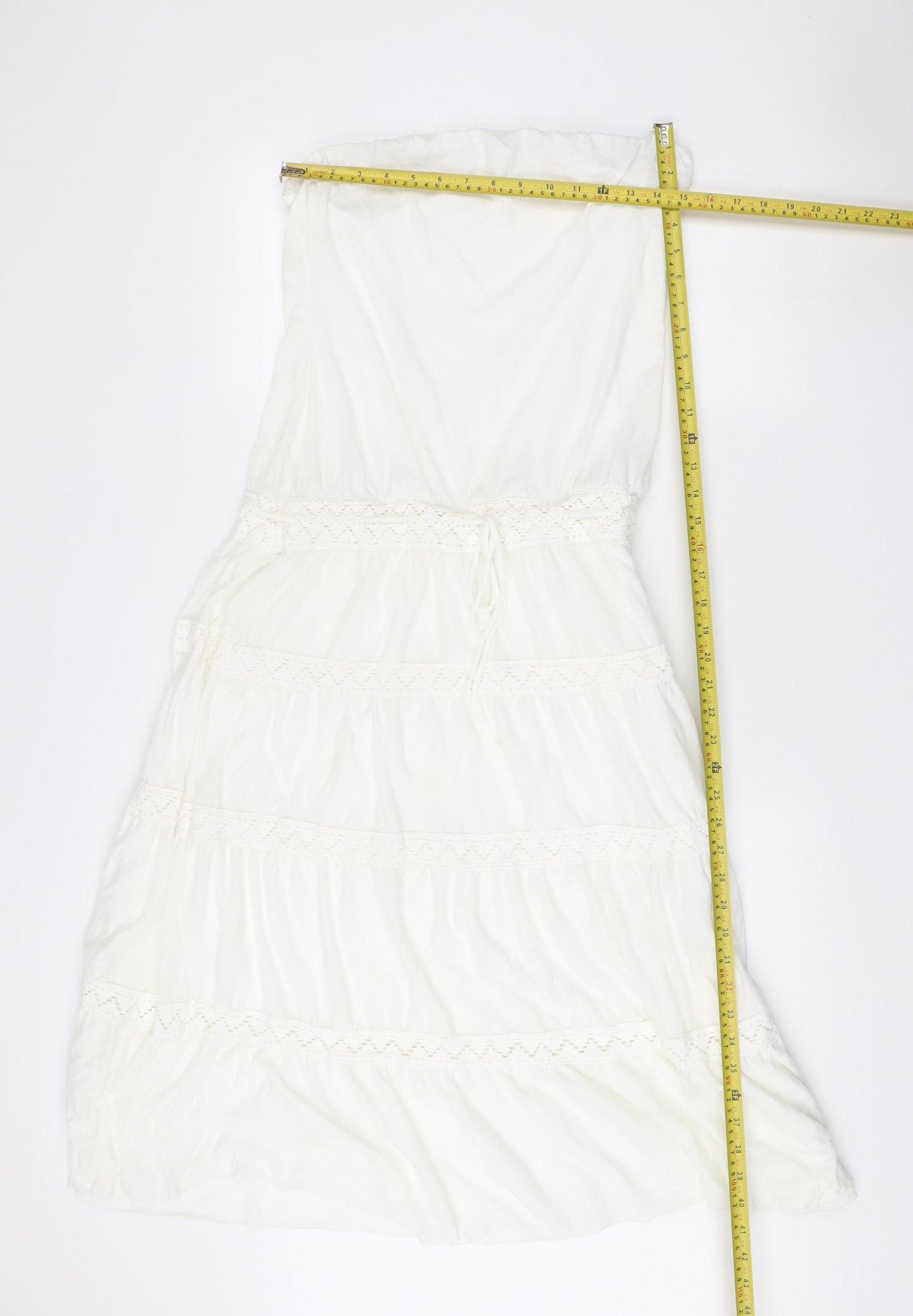 Next Women’s White Strapless Knee Length Summer Dress Size 14