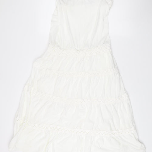 Next Women’s White Strapless Knee Length Summer Dress Size 14