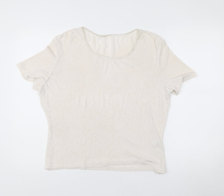 Marks and Spencer Women’s Ivory Paisley Scoop Neck T-Shirt UK 18