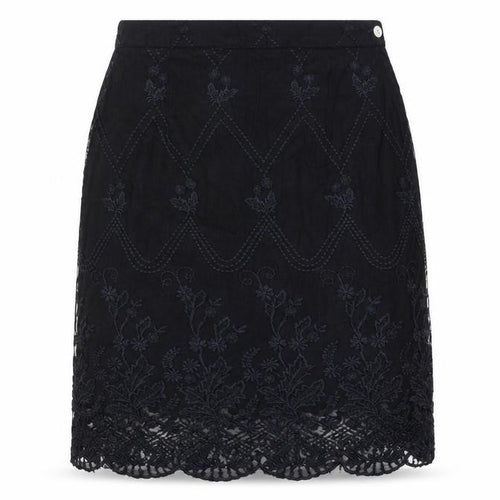 Witty Girl Teens Black Lace Floral Embroidered Knee Length Skirt M