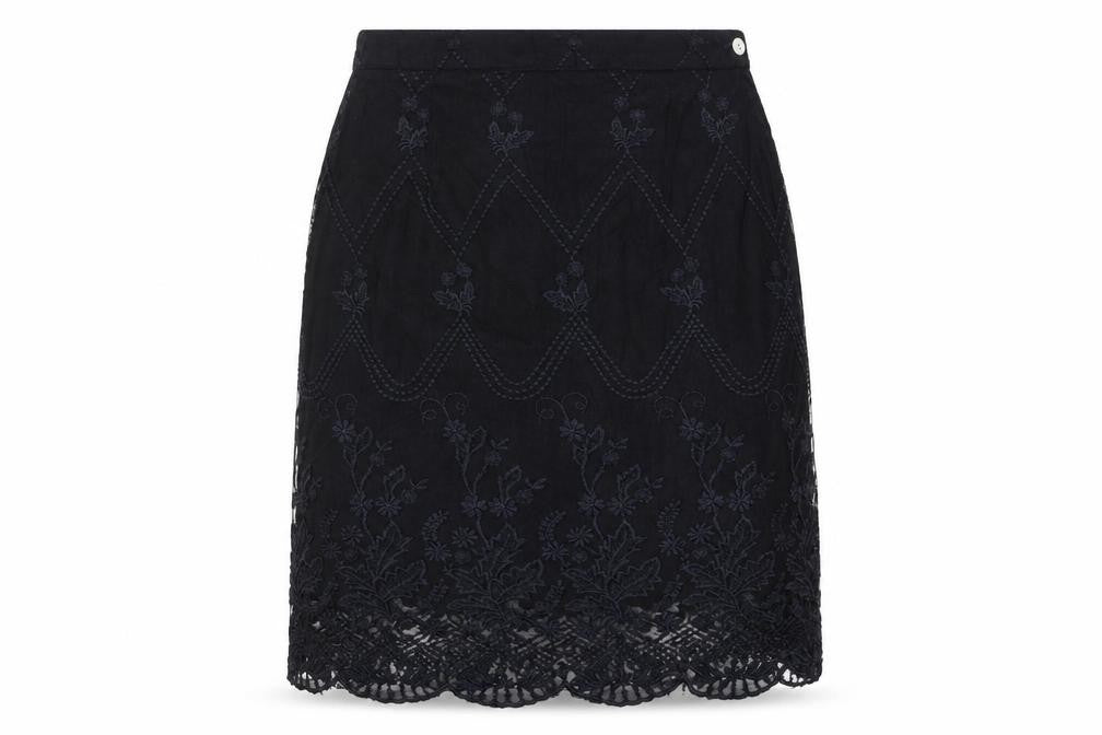 Witty Girl Teens Black Lace Floral Embroidered Knee Length Skirt M