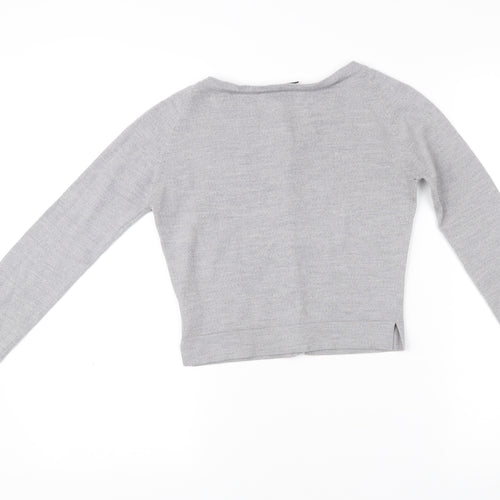 Osman London Womens Grey XS Merino Wool Cardigan Crew Neck