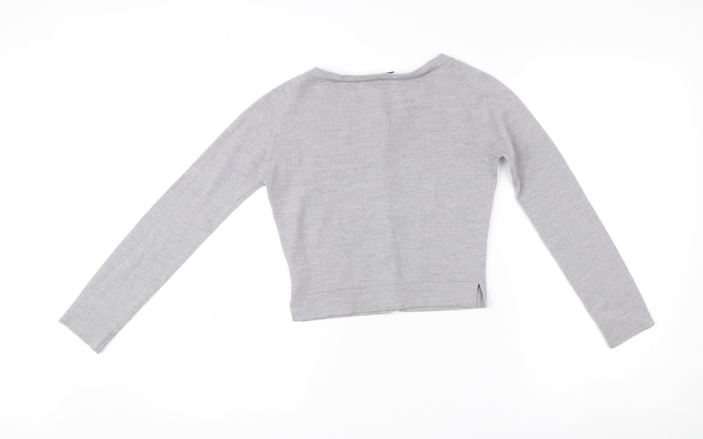Osman London Womens Grey XS Merino Wool Cardigan Crew Neck