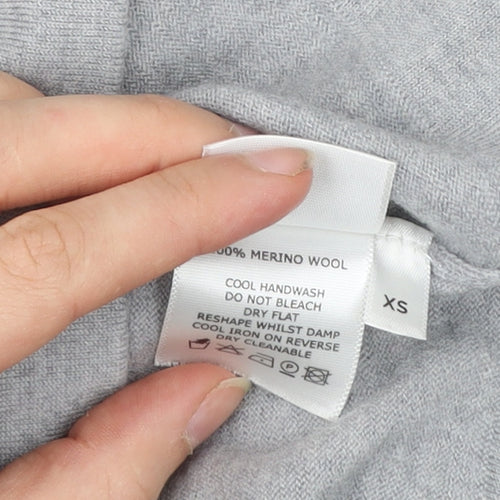 Osman London Womens Grey XS Merino Wool Cardigan Crew Neck