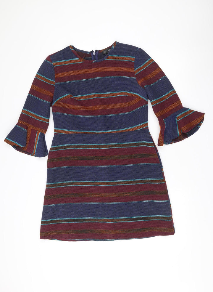 Topshop Women Multicoloured Striped Shift Dress Size 14