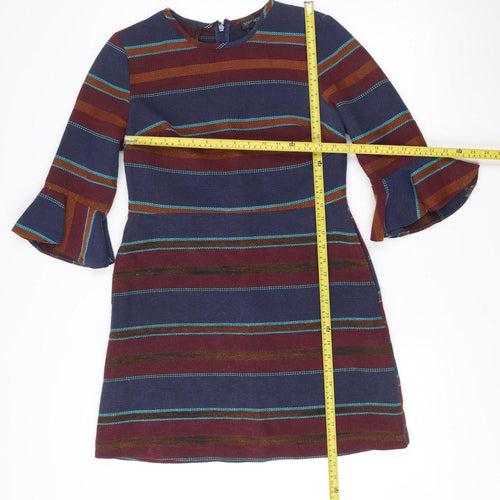 Topshop Women Multicoloured Striped Shift Dress Size 14