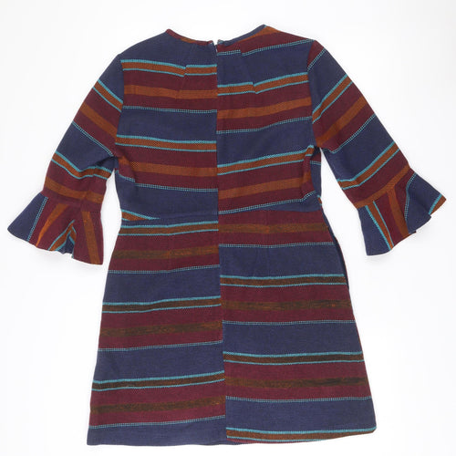 Topshop Women Multicoloured Striped Shift Dress Size 14