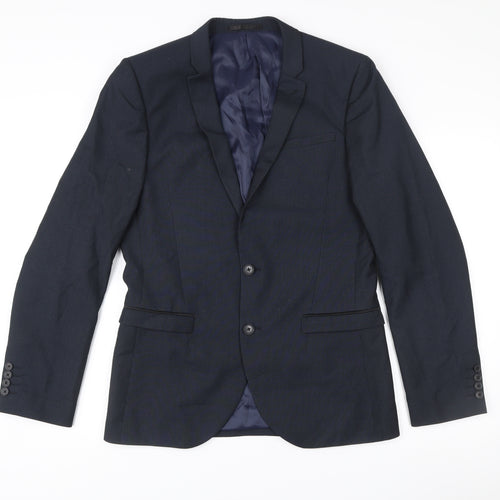 Next Men’s Blue 40L Suit Jacket Blazer Regular Fit Notch Lapel