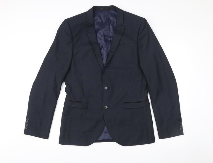 Next Men’s Blue 40L Suit Jacket Blazer Regular Fit Notch Lapel