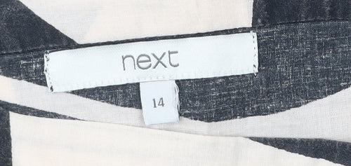 Next Women’s Ivory Black Geometric A-Line Cotton Dress Size 14