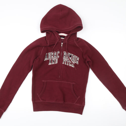 Abercrombie Women’s Burgundy Hoodie Medium Full Zip Cotton Blend
