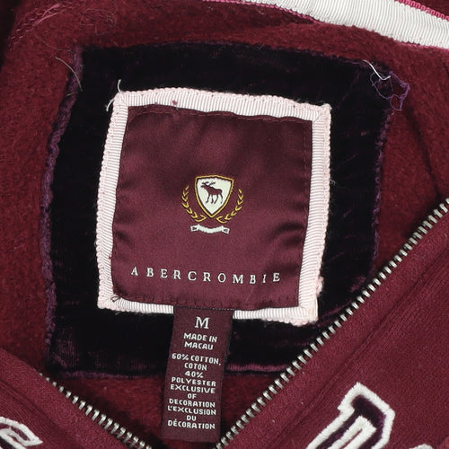 Abercrombie Women’s Burgundy Hoodie Medium Full Zip Cotton Blend