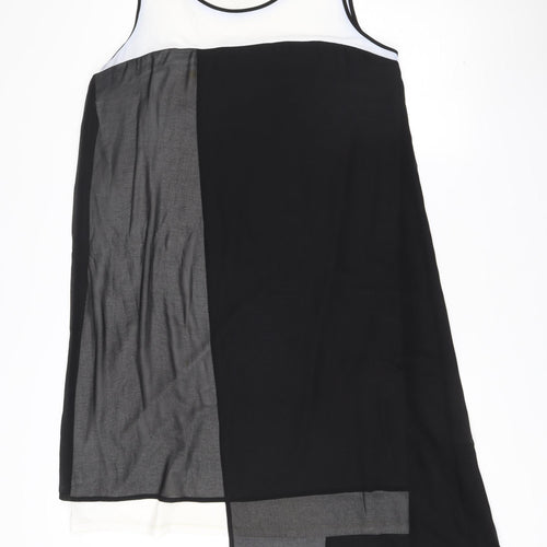 DKNY Women’s Shift Dress Black White Grey Midi Size 14 Colourblock