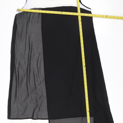 DKNY Women’s Shift Dress Black White Grey Midi Size 14 Colourblock