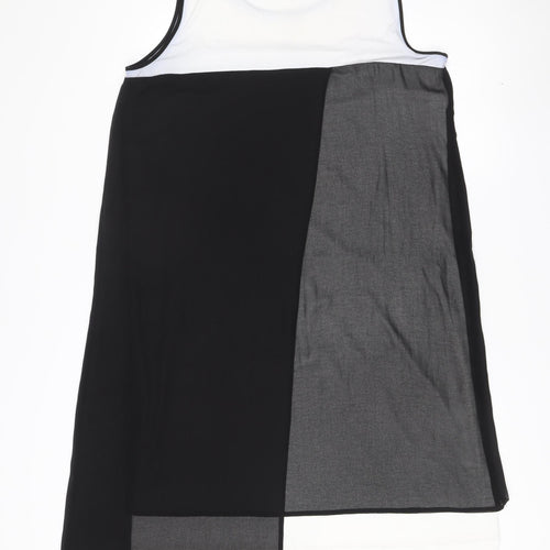 DKNY Women’s Shift Dress Black White Grey Midi Size 14 Colourblock